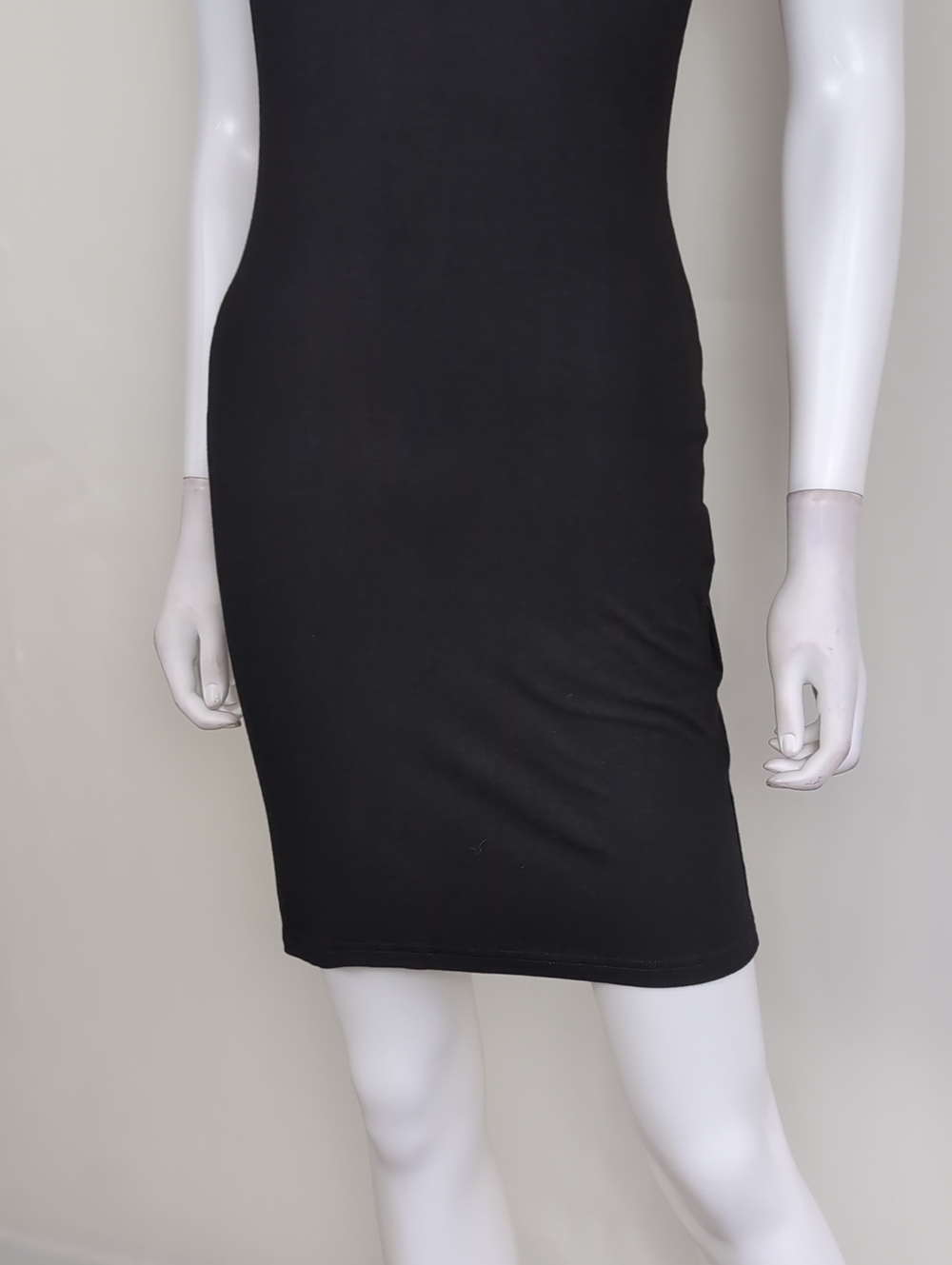 SHEIN Black Short Sleeve V Neck Stretchy Rayon T Shirt Mini Dress Size Medium - Picture 3 of 10
